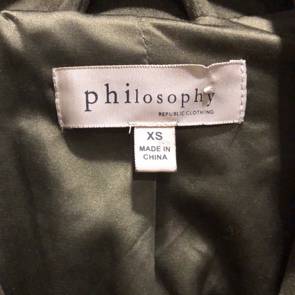 Philosophy Olive Green Faux Leather Zipper Jacket Size XS - Picture 2 of 7